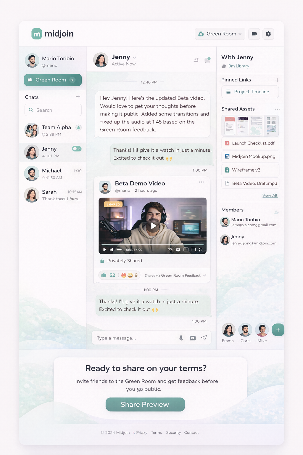 Midjoin messages mockup (optional)